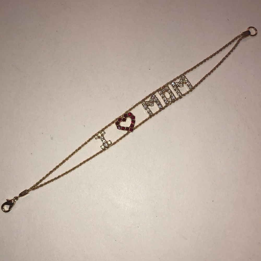 Gold Tone and Red 'I Love Mom' Bracelet - Picture 3 of 4